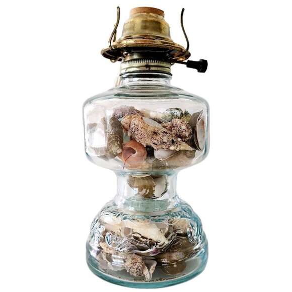 Vintage Handmade Lamp Maine Sea Shells Sea Glass MCM Working Nautical GstRm - Picture 2 of 5